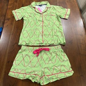 New! Katie Kime Birdie Golf Short Set Pajama Set Sz Small Novelty Preppy Spring